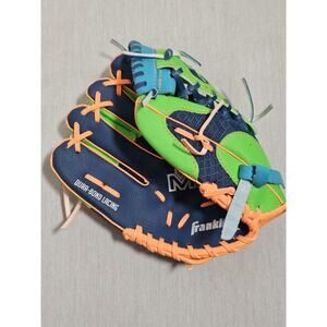 Franklin Teeball Glove 22812L size 9 1/2” Green/Orange/Blue - Left Handed Glove